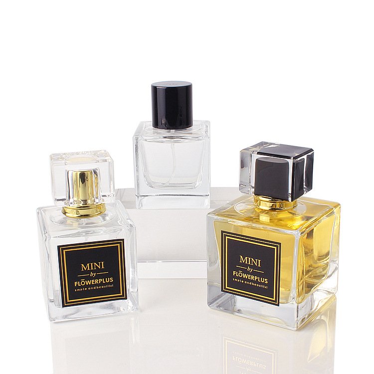 100ml Cubic Glass Perfume Bottle Square Beech Walnut Wood Cap Refillable Perfume Bottle 30ml Spray Perfume Glass Bottle