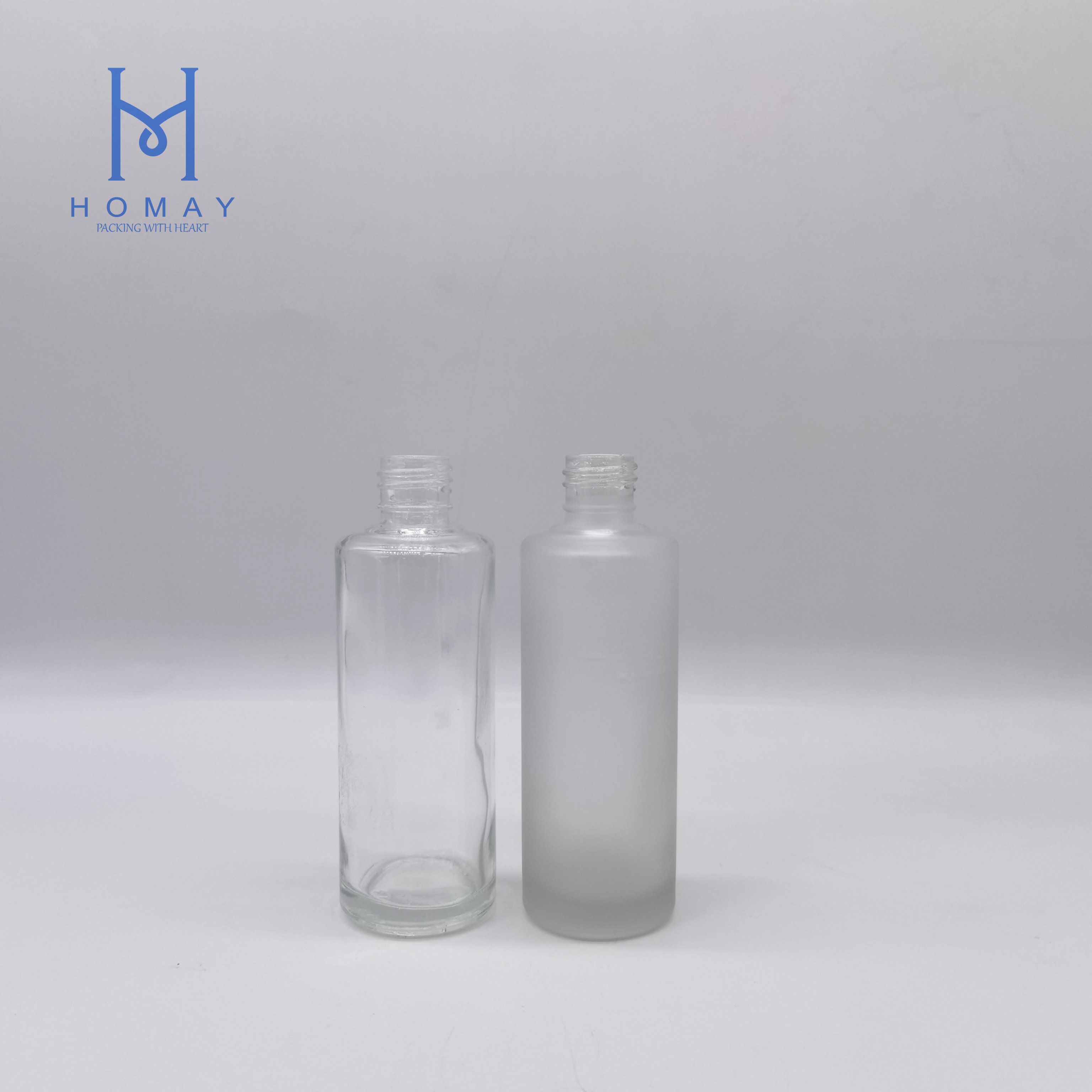Homay package cylinder glass bottle 30ml 50ml 60ml 85ml 100ml Round Shape Frosted Glass Perfume Bottle with Mist Pump Sprayer