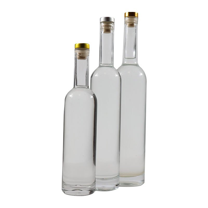 wholesale custom 375ml 500ml 700ml 750ml 1000ml empty glass liquor bottle vodka gin bottle with cork gin glass bottle factory