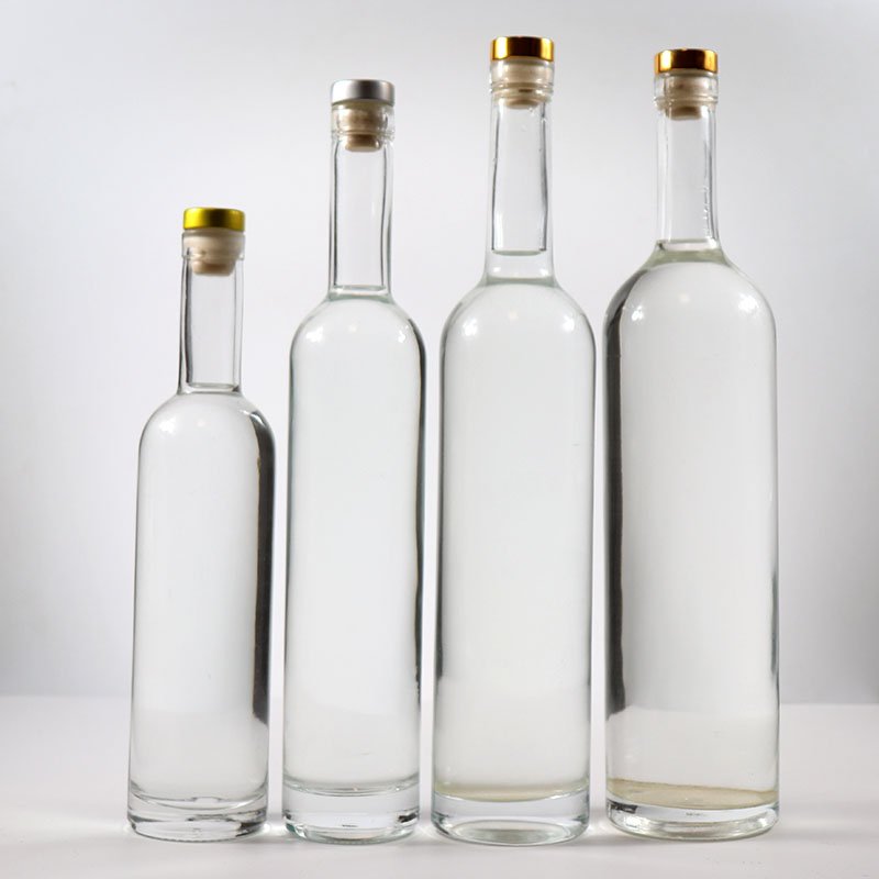 wholesale custom 375ml 500ml 700ml 750ml 1000ml empty glass liquor bottle vodka gin bottle with cork gin glass bottle factory
