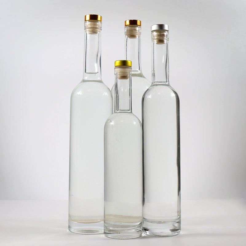wholesale custom 375ml 500ml 700ml 750ml 1000ml empty glass liquor bottle vodka gin bottle with cork gin glass bottle factory