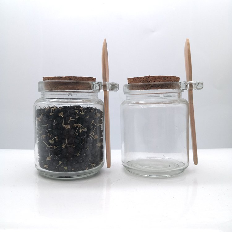 250ml bath salt glass bottle 8oz spice jar with spoon
