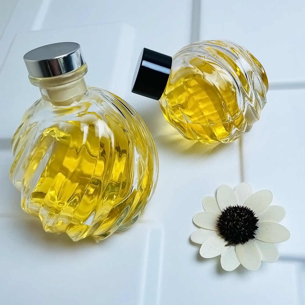 Factory Price Luxury Empty Frosted Unique Shape Round Home Fragance Aroma Glass Bottle Reed Diffuser Glass Bottle