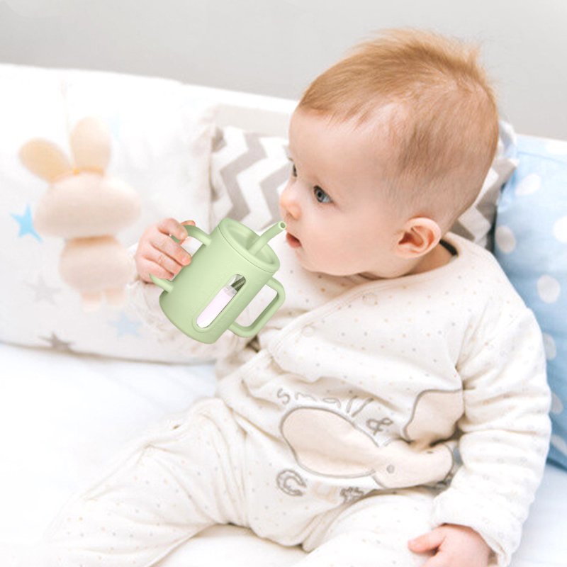 Unbreakable Kids Water Bottle Eco Reusable Children Straw Water Cup with Silicone Sleeve Baby Milk Bottle Cup