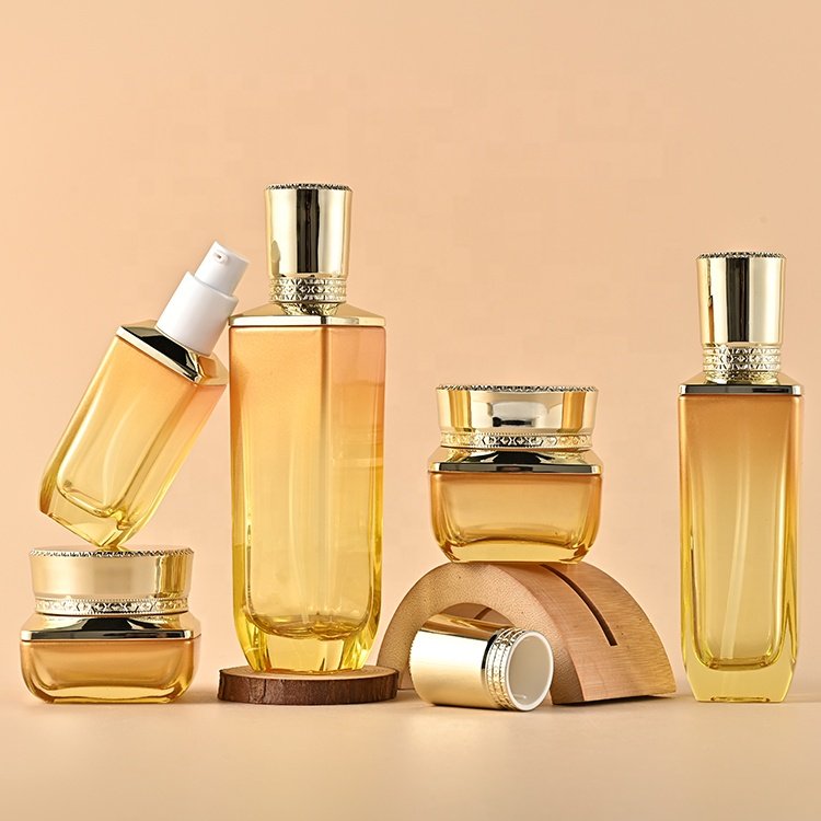 Luxury Skincare Packaging 30G 50G Glass Face Cream Jar And Bottle Set 40ml 100ml 120ml Lotion Frosted Cosmetic Glass Bottle