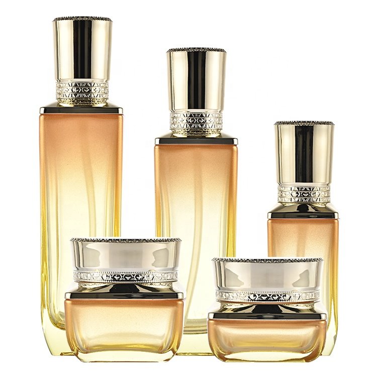 Luxury Skincare Packaging 30G 50G Glass Face Cream Jar And Bottle Set 40ml 100ml 120ml Lotion Frosted Cosmetic Glass Bottle