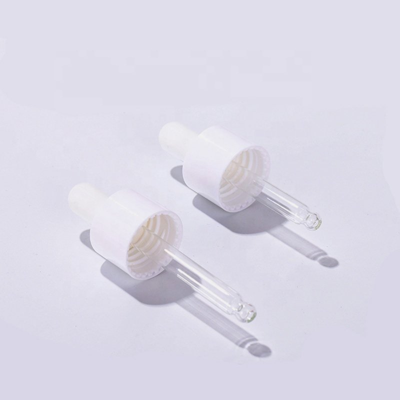 Wholesale Cosmetic 30ml Transparent Matte Flat Shoulder Eye Serum Dropper Glass Bottle Set with White Dropper Lid