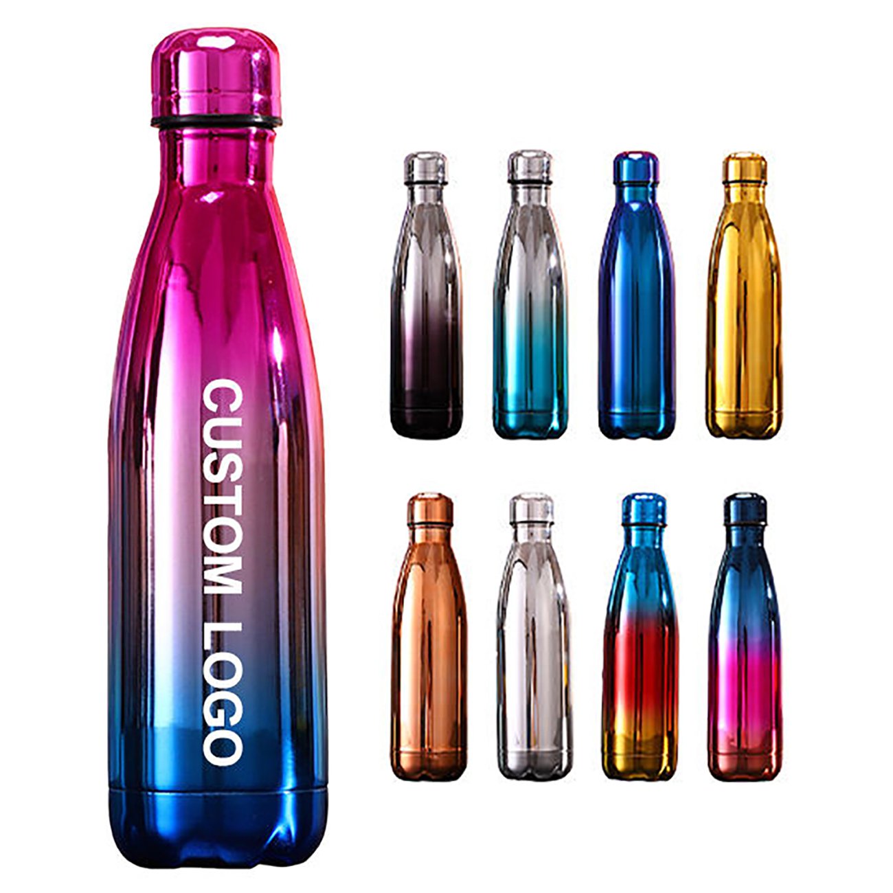 Custom BPA Free Sports Flask Double Wall Stainless Steel Vacuum Insulated 17oz Cola Shaped Water Bottle