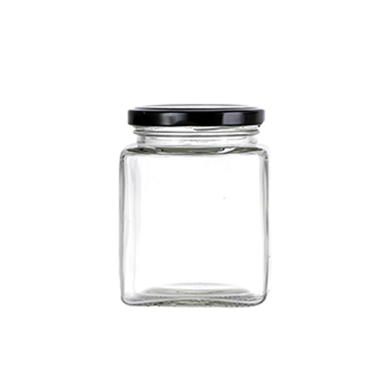 440ml Honey Canning Jam Pickle Candy Food Grade Glass Storage Jar Clear french square glass bottle