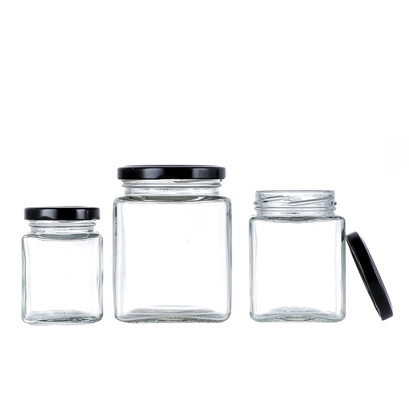 440ml Honey Canning Jam Pickle Candy Food Grade Glass Storage Jar Clear french square glass bottle