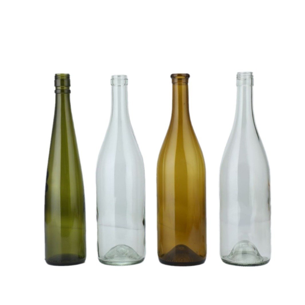 Factory custom 375/500/750/1500ml glass liquor bottle champagne glass bottle empty glass wine bottles with cork crown cap