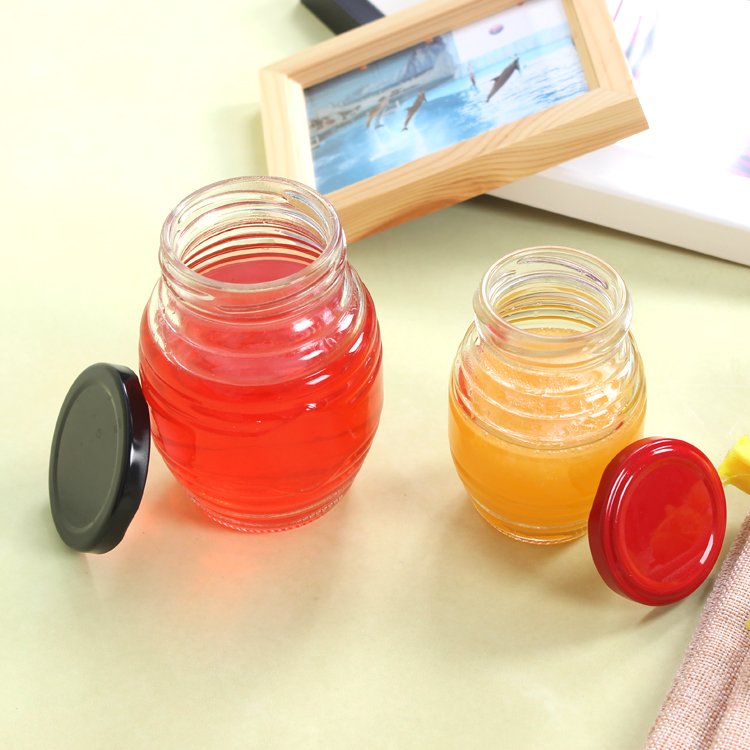 375ml Honeycomb Honey Glass Bottle With Tin Plate Lid Bee Honey Jam Glass Jar