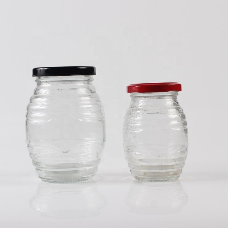 375ml Honeycomb Honey Glass Bottle With Tin Plate Lid Bee Honey Jam Glass Jar