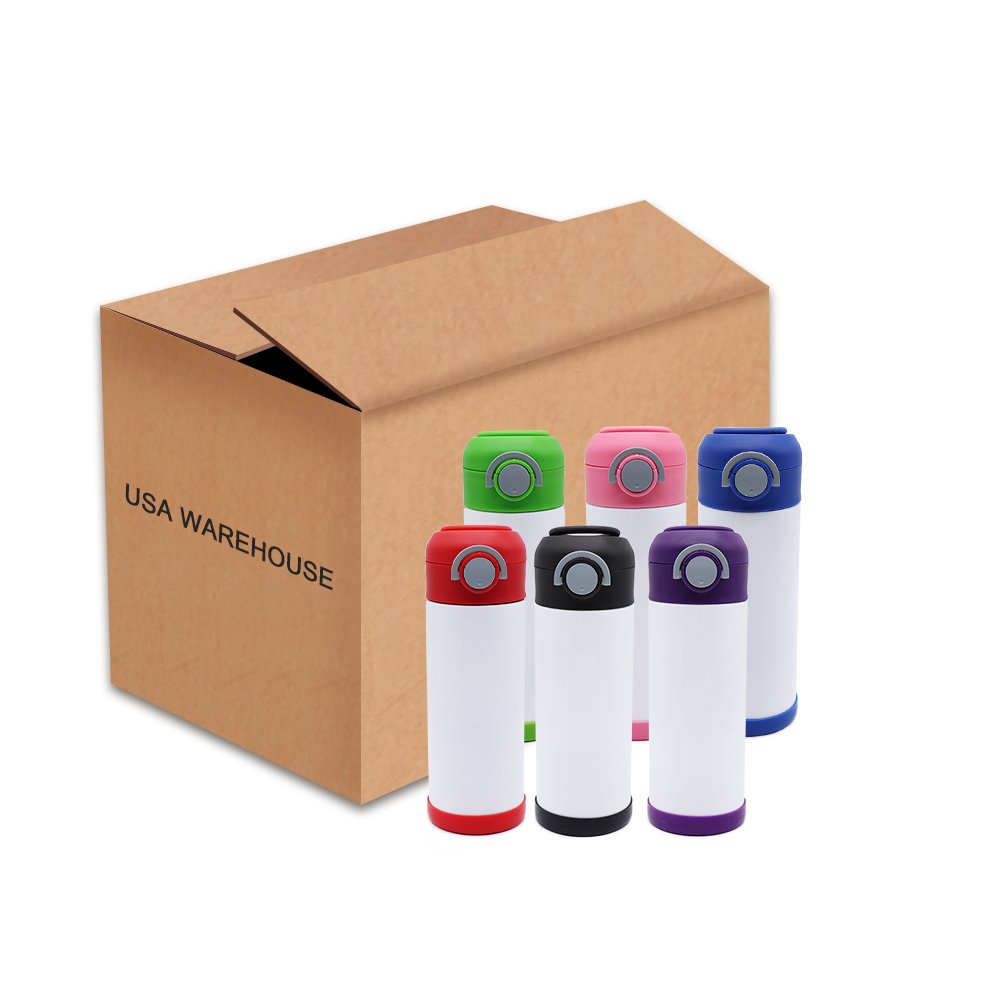 US warehouse in stock 12 oz Portable straight sublimation bouncing blanks stainless steel double wall cup flip top kids tumbler