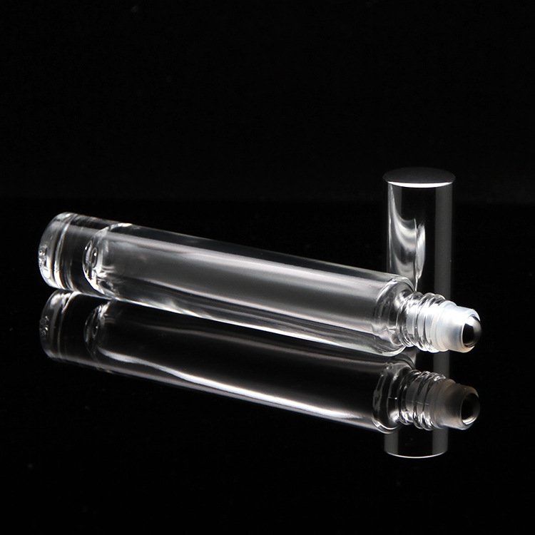 Double wall think bottom 10ml clear empty glass perfume roll on bottles