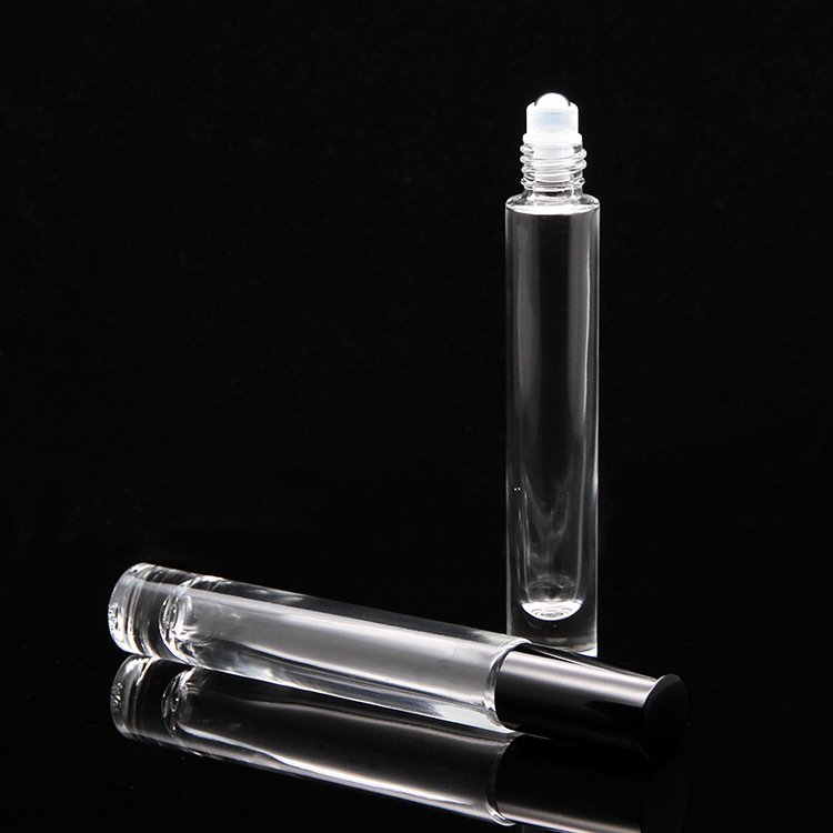 Double wall think bottom 10ml clear empty glass perfume roll on bottles