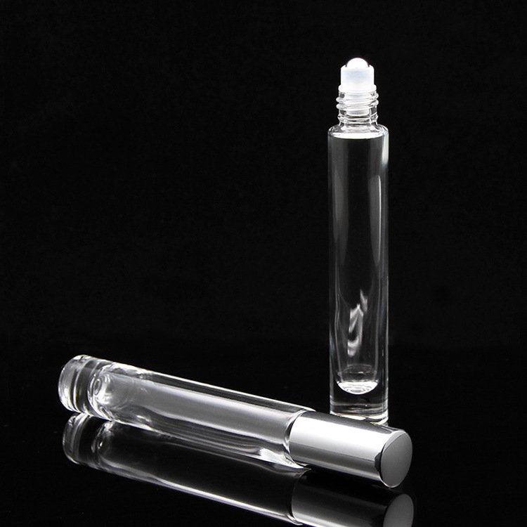 Double wall think bottom 10ml clear empty glass perfume roll on bottles