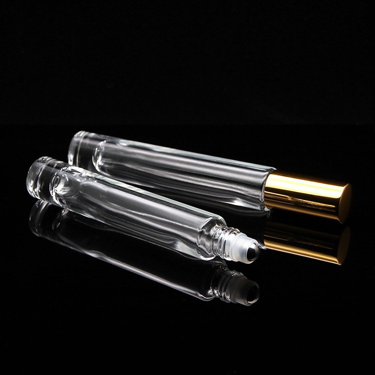 Double wall think bottom 10ml clear empty glass perfume roll on bottles