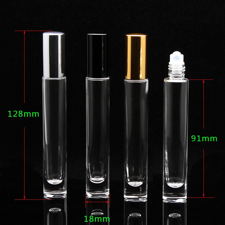 Double wall think bottom 10ml clear empty glass perfume roll on bottles