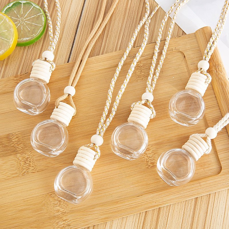 8ml round color rope car perfume diffusion bottle pendant decoration car air fresh perfume empty bottle