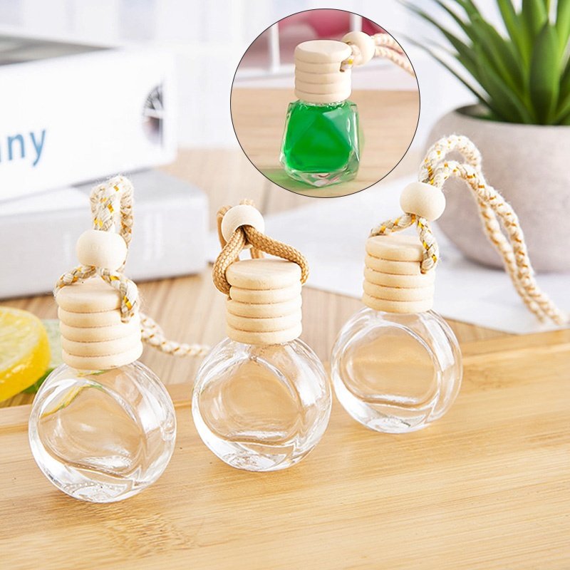8ml round color rope car perfume diffusion bottle pendant decoration car air fresh perfume empty bottle