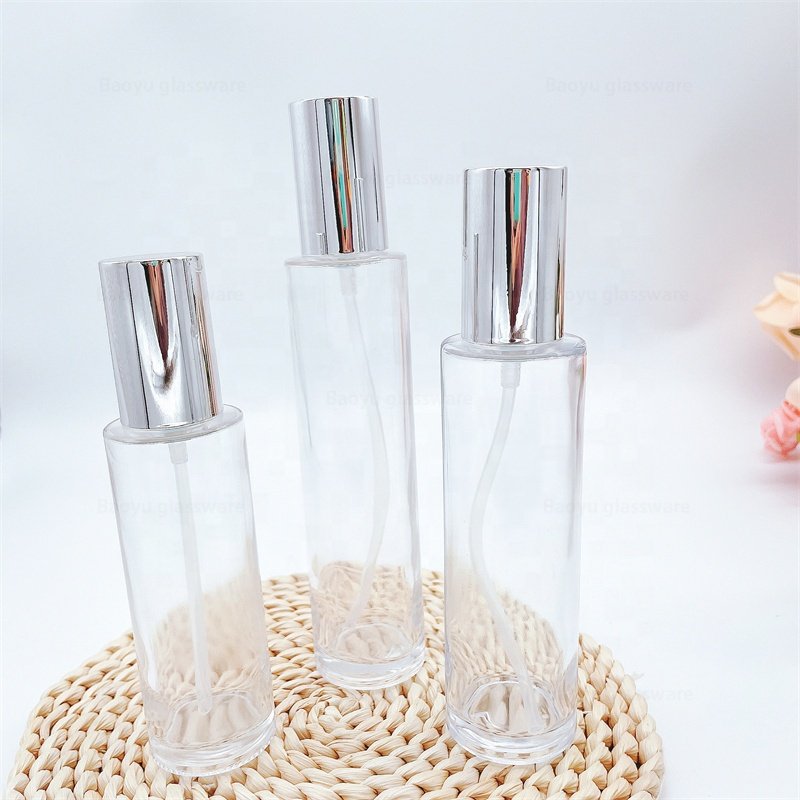 China Custom cosmetic packing 20ml 30ml 40ml 50ml 60ml 80ml 100ml 120ml Empty Classic Glass Bottles with spray Pumps