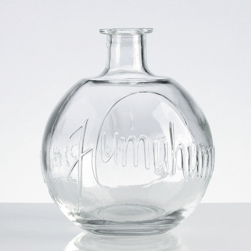 Wholesale Stocked 200Ml Ball Shaped Empty Wine Liquor Glass Bottle With Lid Sealed