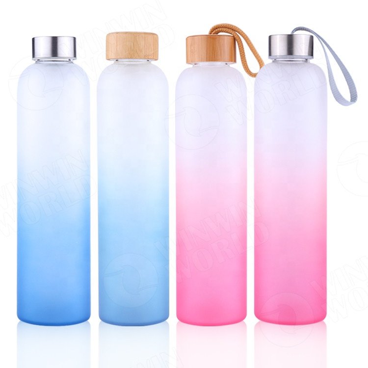 Leak-Proof BPA Free Wholesale Glass Bottles, Juicing Containers, Drinking Water/Beverage Bottles with Stainless Steel bamboo lid
