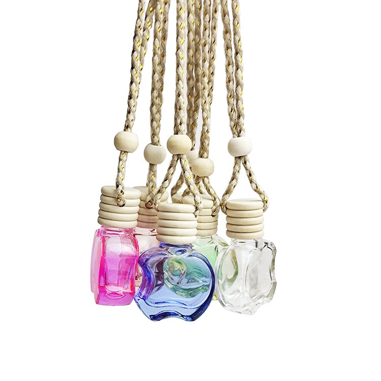 New product empty car perfume bottles 8 ml square glass hanging car air freshener glass bottles car perfume for air conditioner