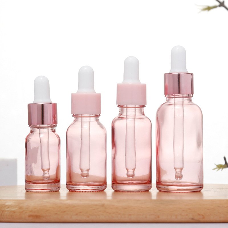 10ml 15ml 20ml 30ml 50ml 100ml Empty Face Serum Pink Essential Oil Dropper Glass Bottle Cosmetic Packaging Bottle with dropper