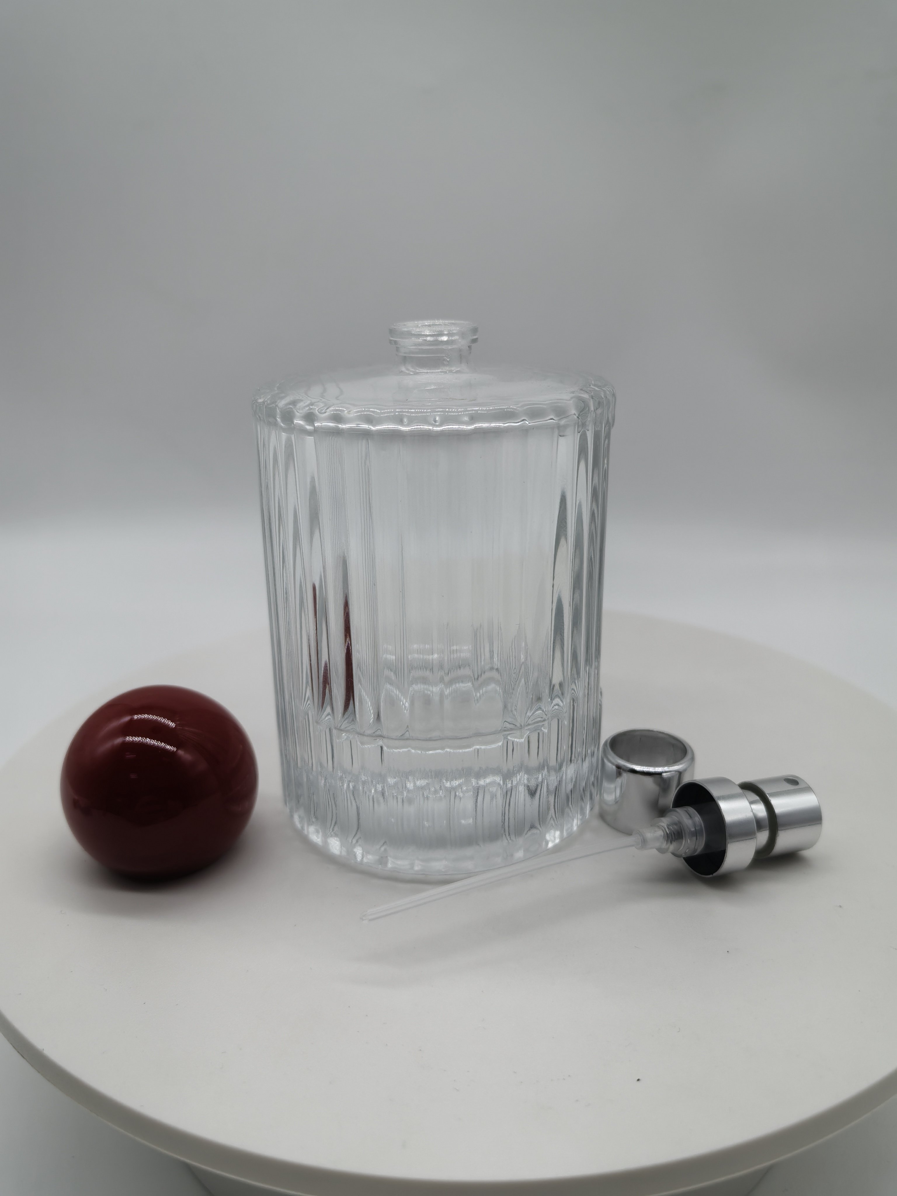 hot sale empty luxury 30ml 50ml 100ml FEA crimping pump clear fragrance all aluminum mist spray with cap perfume glass bottle