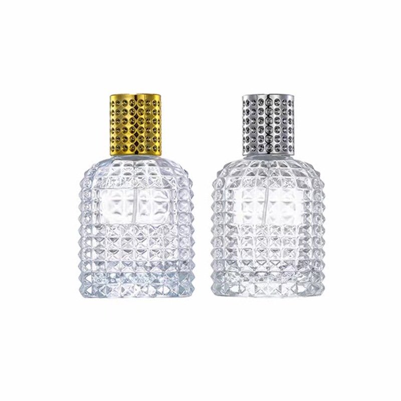 Empty rivet surface 1oz 30ml 50ml 100ml refillable transparent glass bottle for perfume