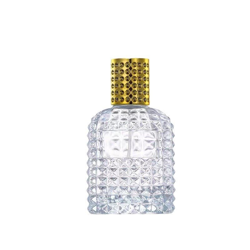 Empty rivet surface 1oz 30ml 50ml 100ml refillable transparent glass bottle for perfume