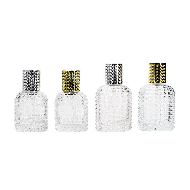 Empty rivet surface 1oz 30ml 50ml 100ml refillable transparent glass bottle for perfume