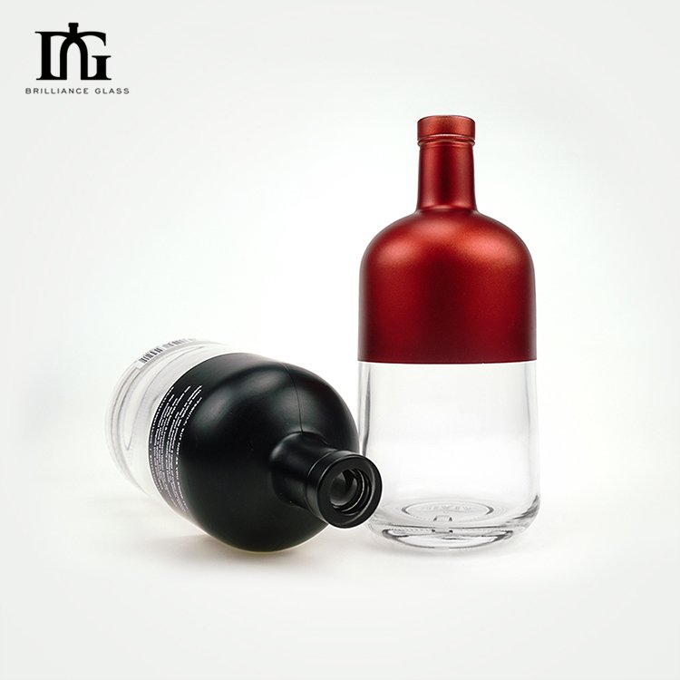 Wholesale factory round shape glass rum whisky gin bottle liquor glass bottles 500ml 700ml 750ml