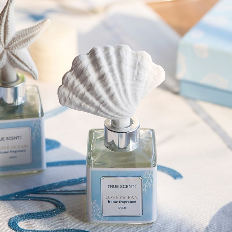 natural blue glass bottle reed diffuser luxury ceramic reed diffuser set rattan sticks aroma diffuser