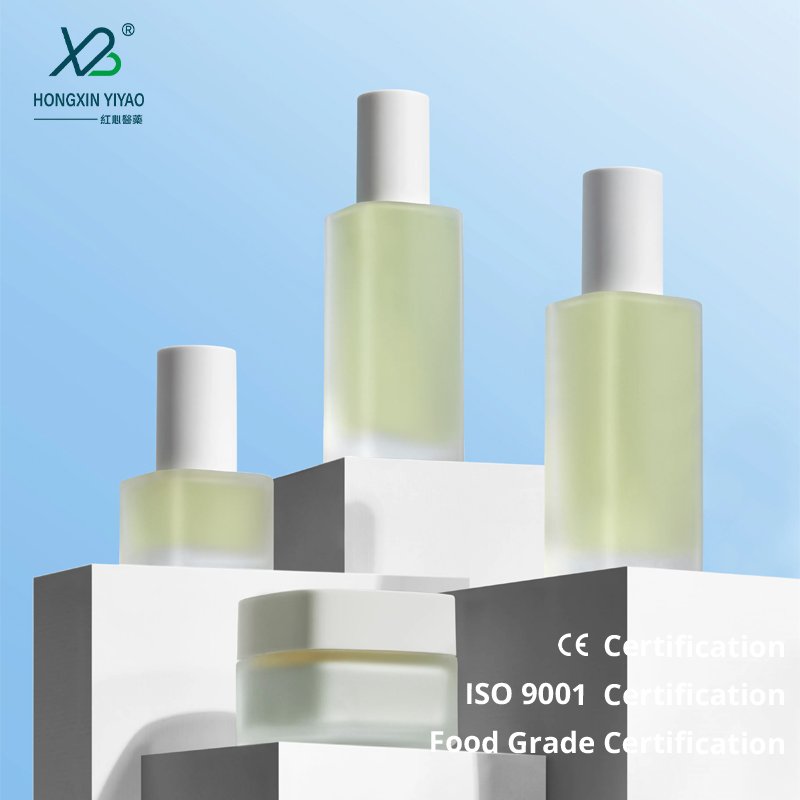 New design Clear square bottle set glass bottle cosmetic bottle with cover