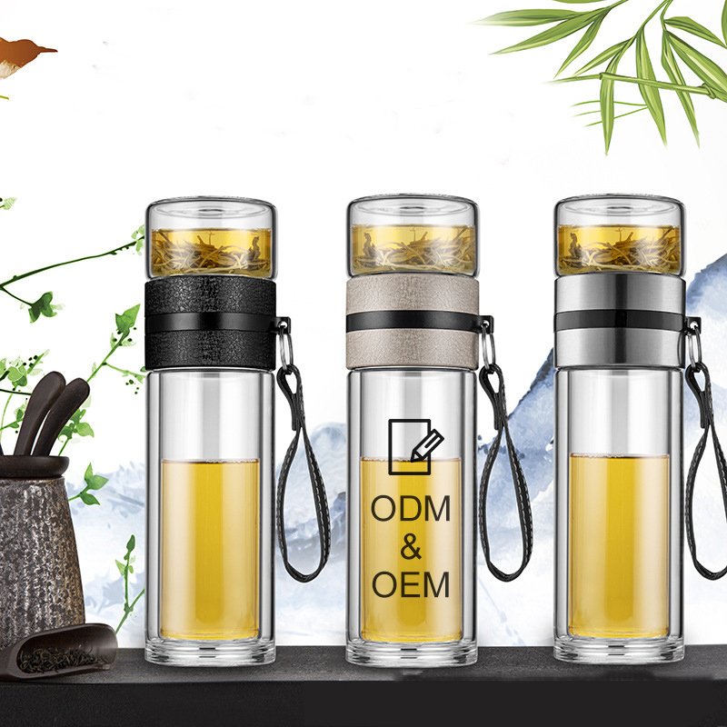 2024 Hot Trend Custom OEM Design Double Wall Glass Tritan Stainless Steel Cup Cup Holiday Glass Bottle With Pot