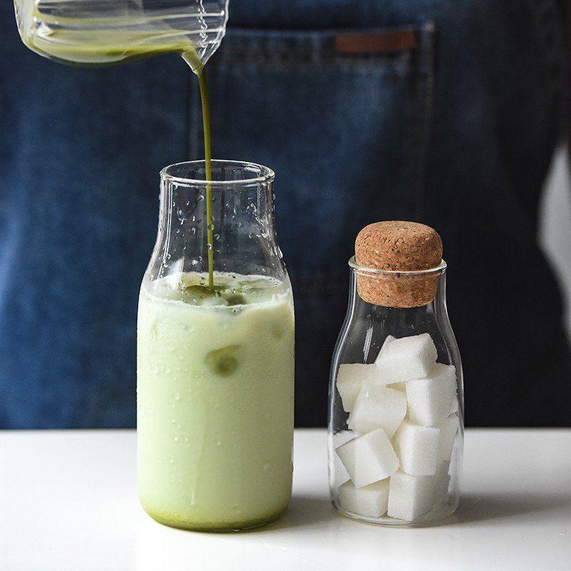 1L Hand Blow glass carafe with cover borosilicate Glass water bottle with cork stopper lid for home,Restaurant,bar