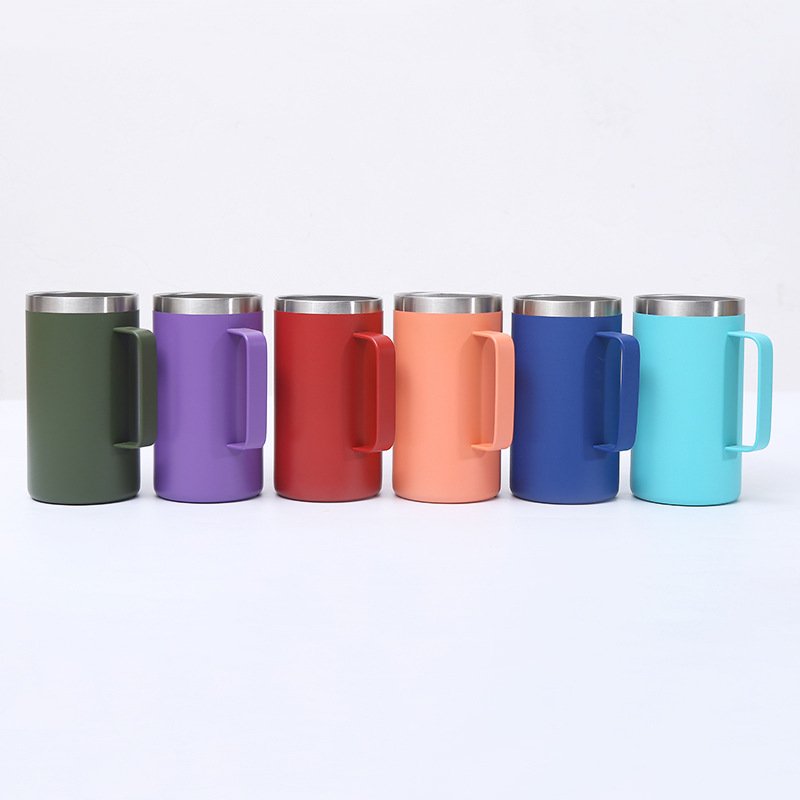 Sublimation Multi-Color Coffee Thermal Custom Mug Cup Stainless Steel Travel Insulated Tea Tumbler Water Bottle Gift With Handle