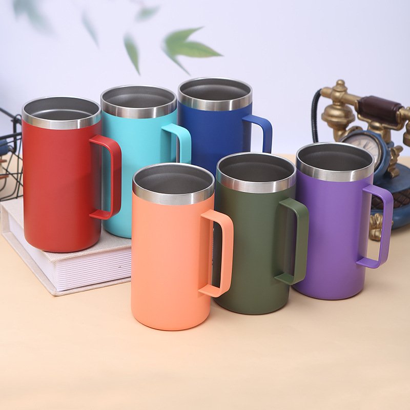 Sublimation Multi-Color Coffee Thermal Custom Mug Cup Stainless Steel Travel Insulated Tea Tumbler Water Bottle Gift With Handle