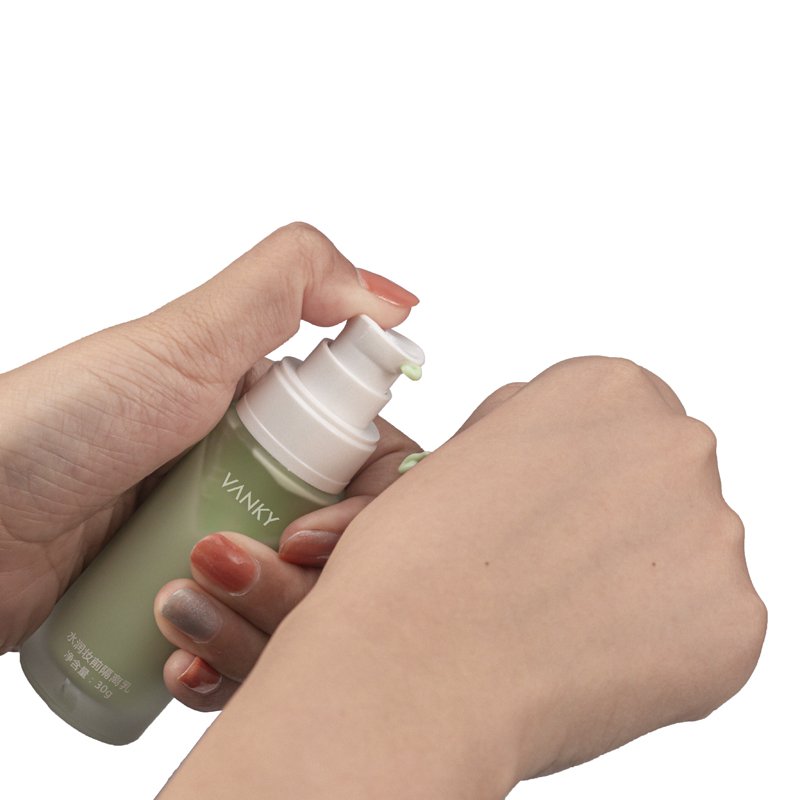 Luxury Green Empty 30ml Pump Liquid Serum Lotion Foundation Frosted Glass Bottles For Cosmetics