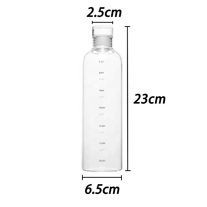 Wholesale 500ml Transparent Milk Juice Glass Bottle with Time Marker Cover For Sport