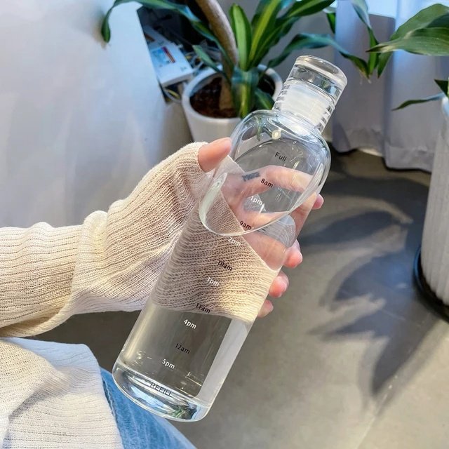Wholesale 500ml Transparent Milk Juice Glass Bottle with Time Marker Cover For Sport