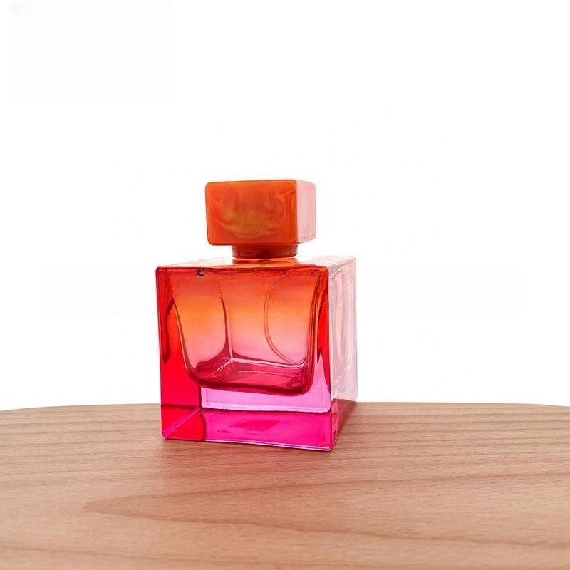 50 100ml clear glass perfume bottle Polished square walnut wood wood lid small empty cosmetic bottle
