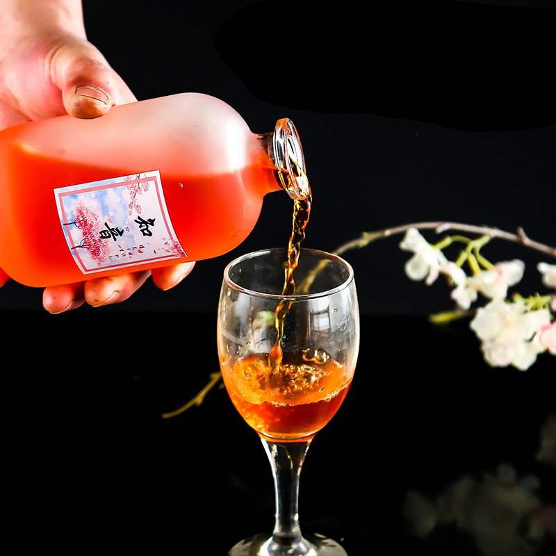 250ml 500ml Fruit Juice Ice Wine Frosted Glass Bottle with Cork Glass Liquor Bottles