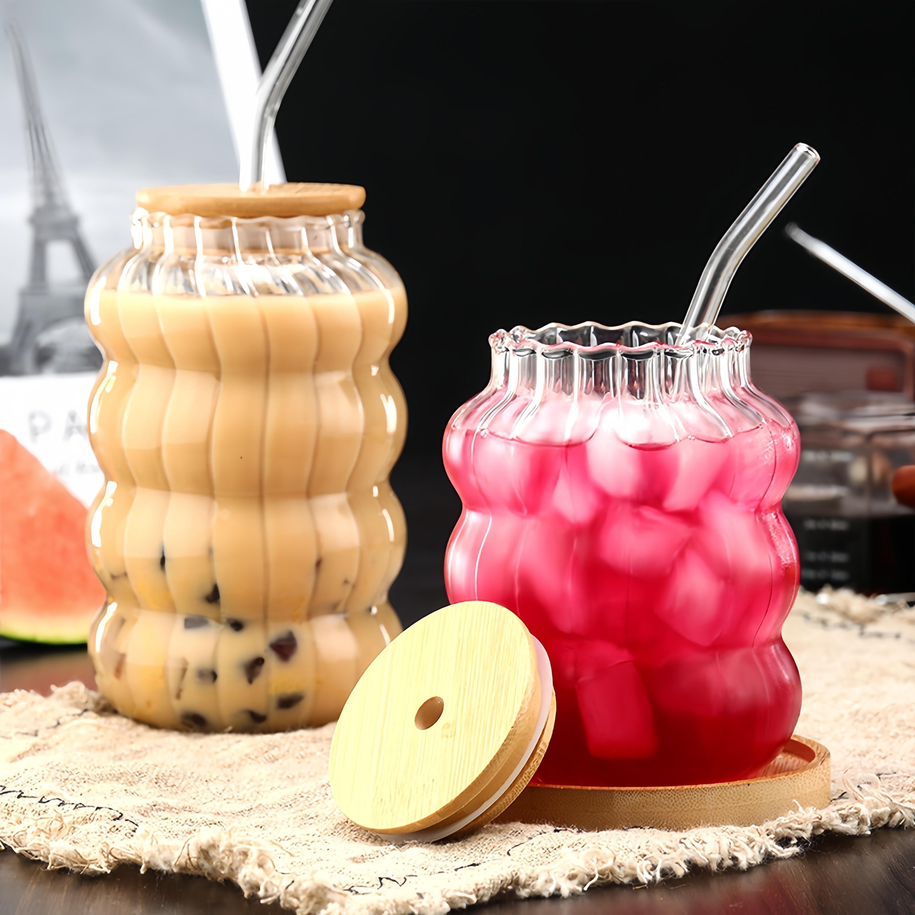 water bottle custom High borosilicate clear glass coke cup with straw glass bottles lemonade