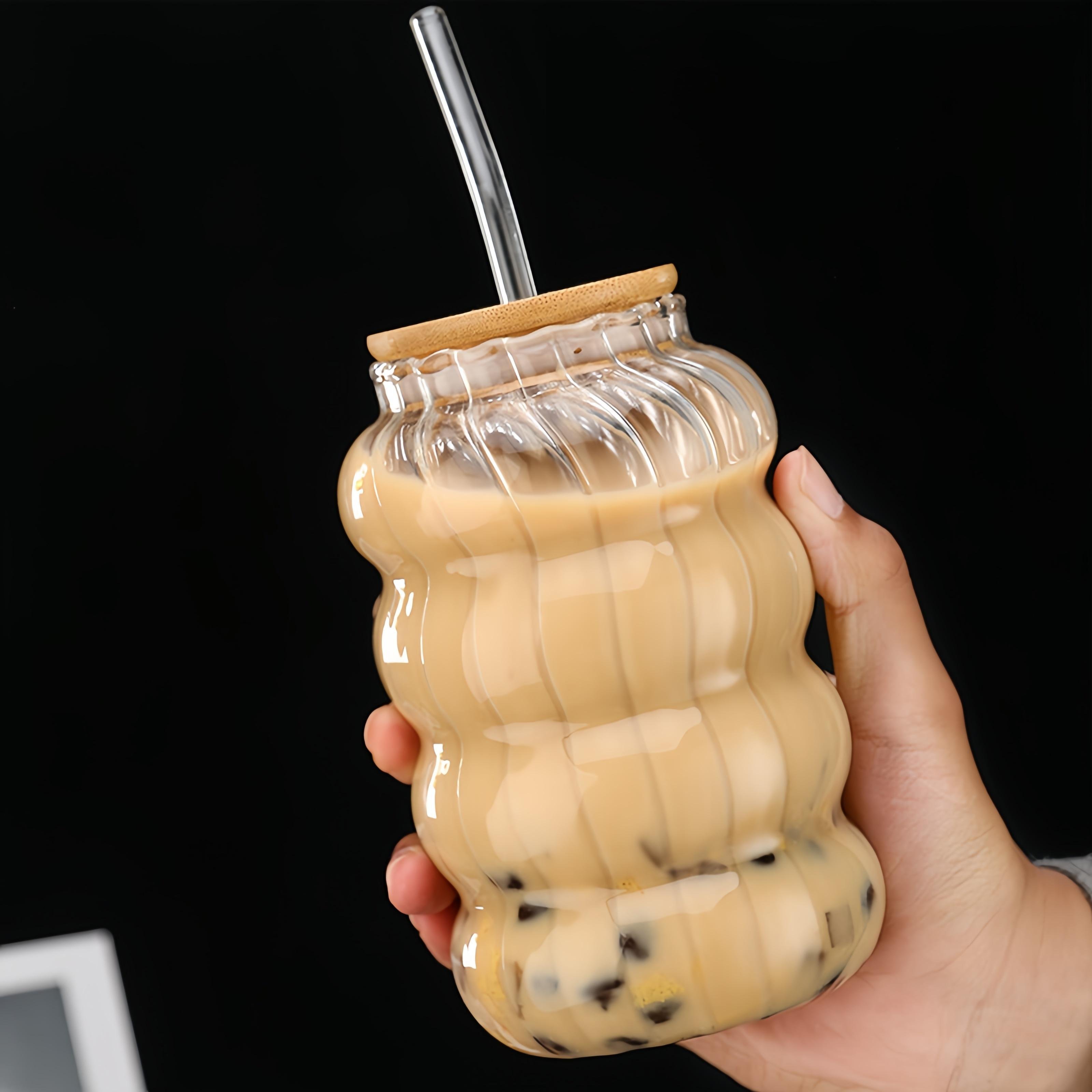 water bottle custom High borosilicate clear glass coke cup with straw glass bottles lemonade