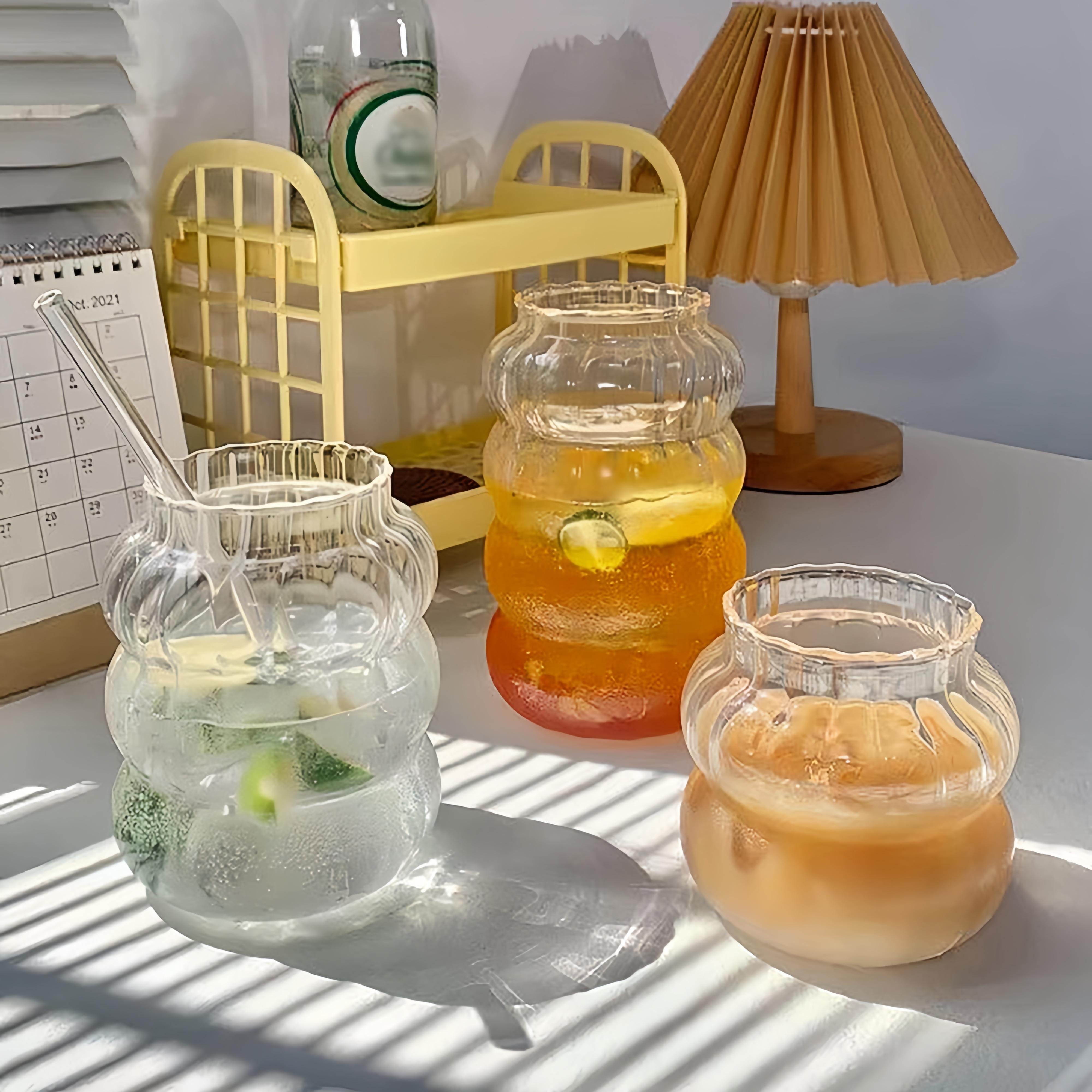water bottle custom High borosilicate clear glass coke cup with straw glass bottles lemonade