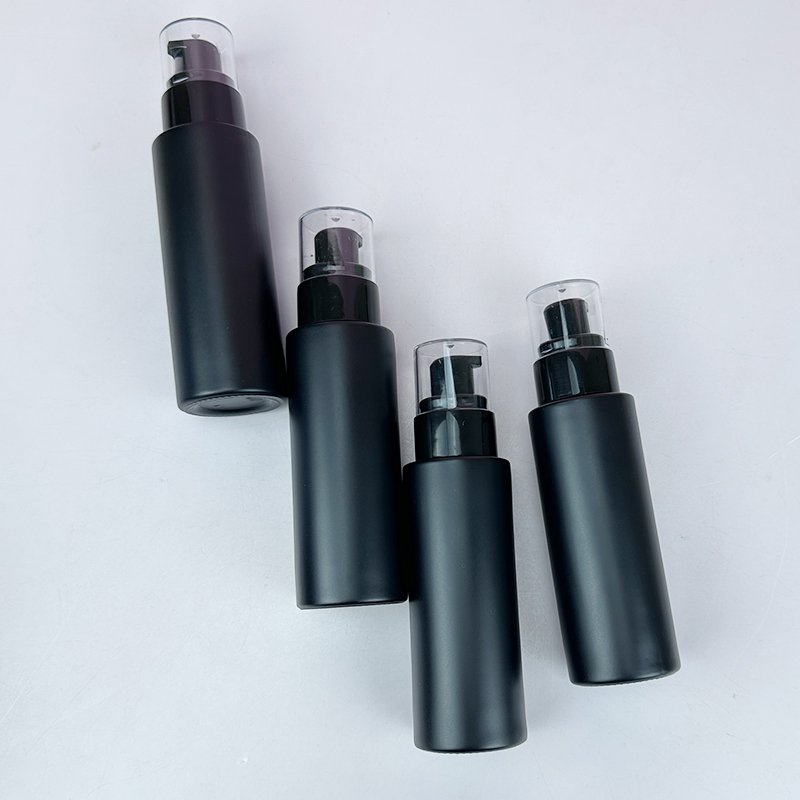 30ml 50ml 100 ml glass bottles for cosmetics matte black custom spray bottle for toner deluxe glass pump bottles